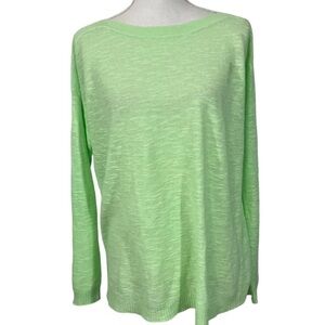 Eileen Fisher ORGANIC LINEN COTTON Lightweight Sweater Tunic Top Boat Neck